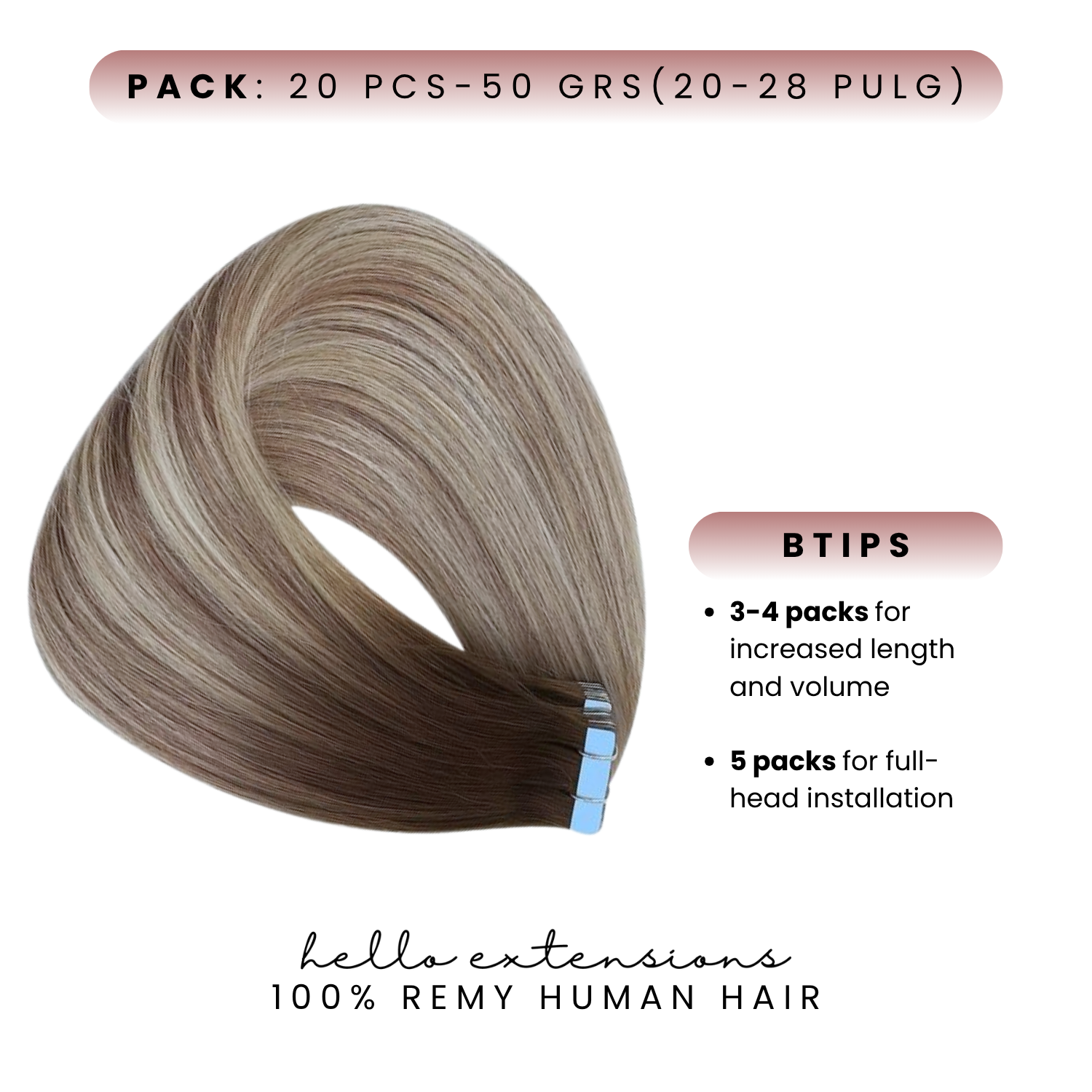 Tape-In Extension, Smoky Ash Blonde