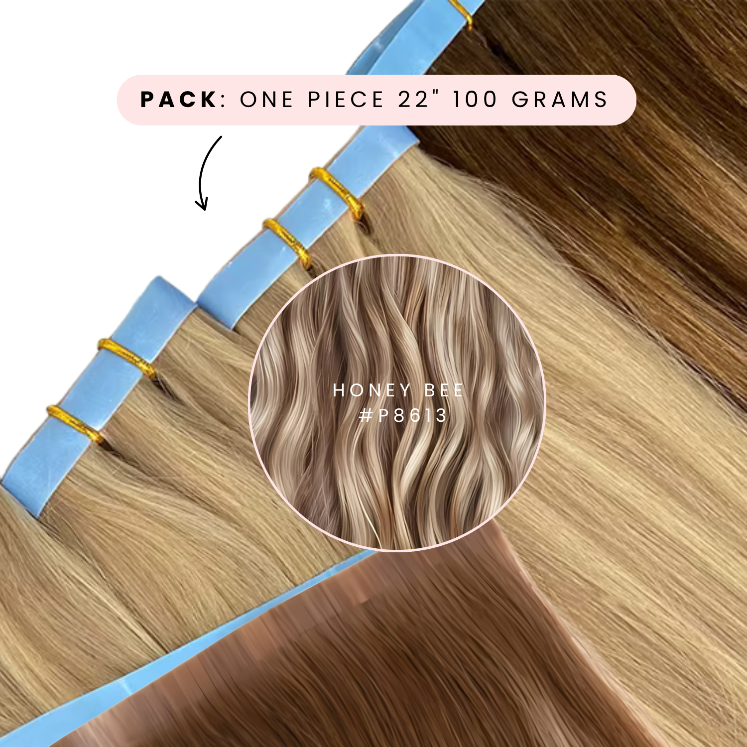 Tape-In Extensions, one piece, Honey Bee